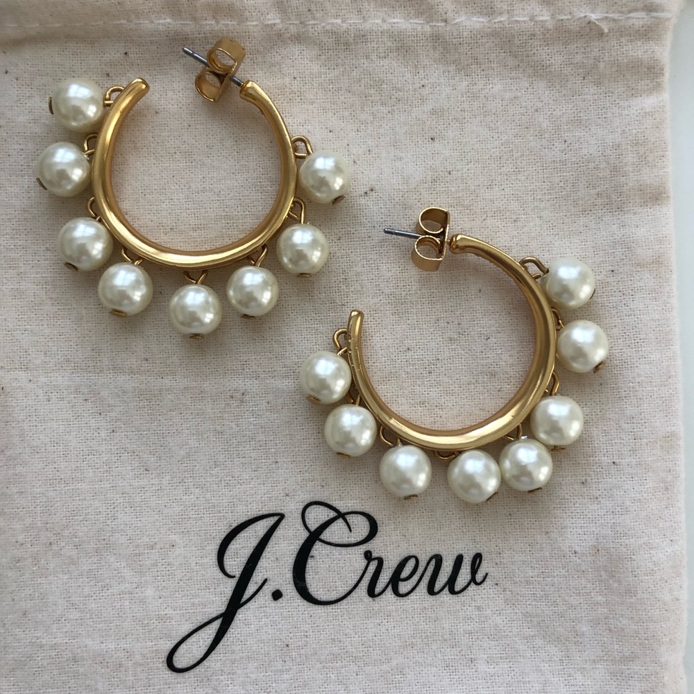 J. Crew Pearl hoop earrings